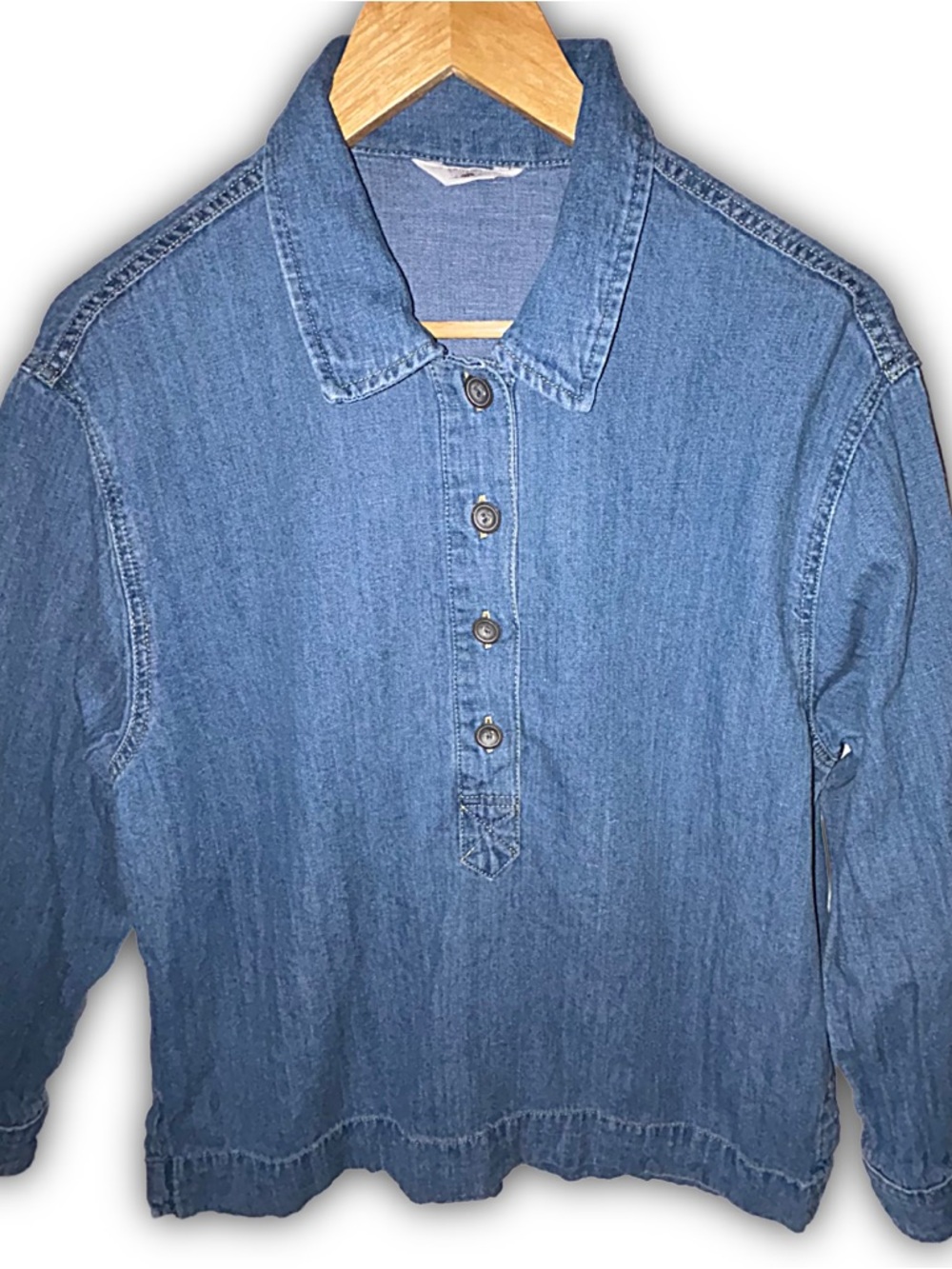 Linen Denim Oceanview Blouse in Coastal Cloud Wash